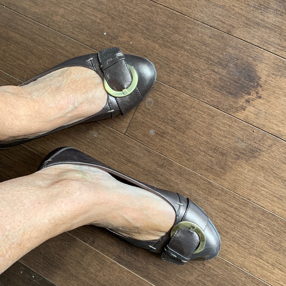 Bronze color with buckle ballet shoes